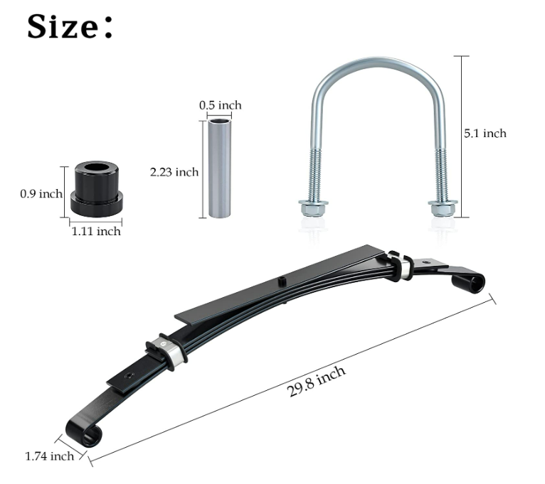 Kit de ressort arrière à 4 feuilles avec boîtier et manches pour voiture de club DS Golf Cart 1014675